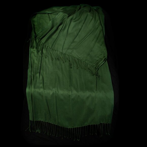 Forest-green Rayon Scarf (approx 22”x62”) - Picture 1 of 3